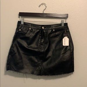 Metallic Black Denim Mini Skirt